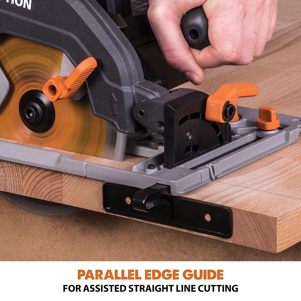 Evolution R185CCSX 185mm Circular Saw with 1020mm 3-piece Mini Track and TCT Multi-Material Cutting Blade - Image 14