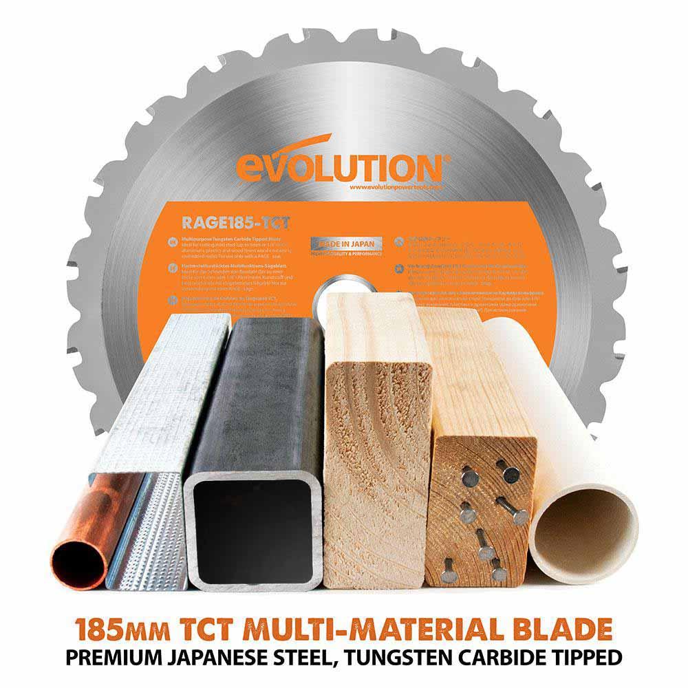 Evolution R185CCSX 185mm Circular Saw with 1020mm 3-piece Mini Track and TCT Multi-Material Cutting Blade - Image 19