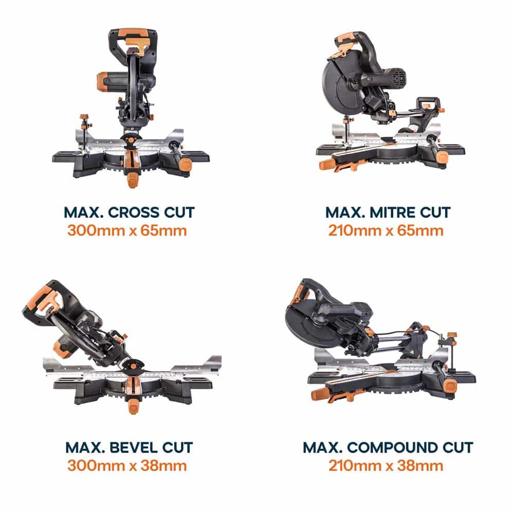 Evolution R210SMS-300+ Sliding Mitre Saw & Stand Bundle - Image 5