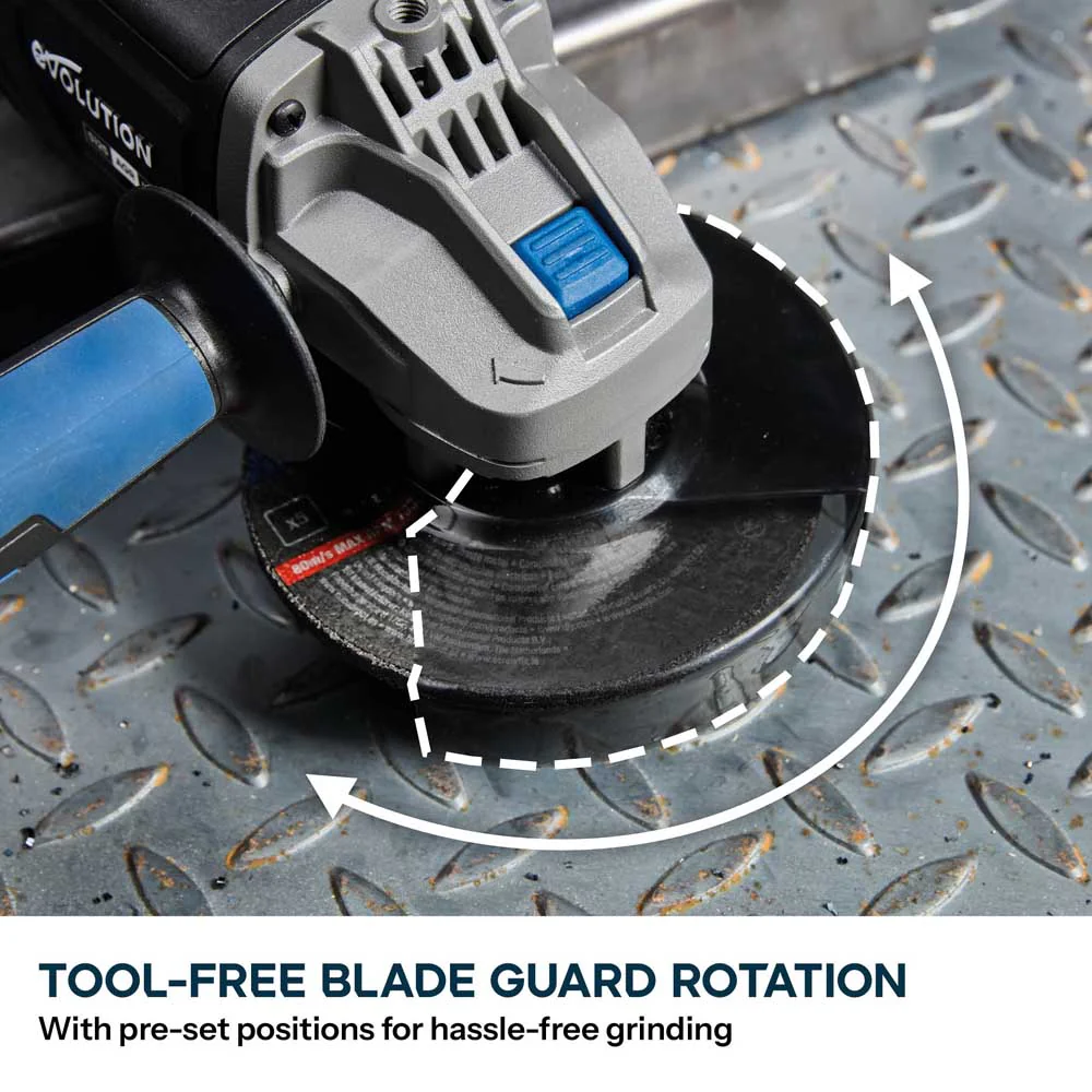 Evolution 125mm (5") Cordless Angle Grinder | 18V Brushless Metal Cutting & Grinding Tool | S125AGR-Li - Image 3