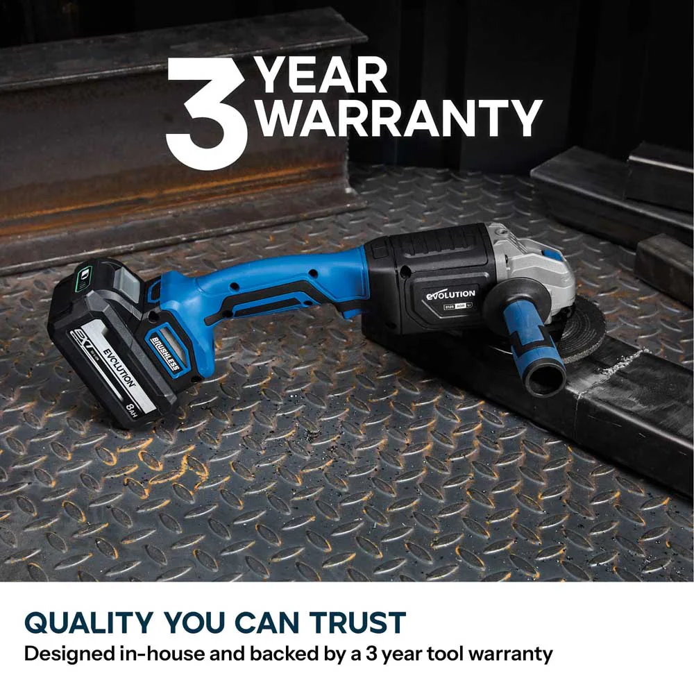 Evolution 125mm (5") Cordless Angle Grinder | 18V Brushless Metal Cutting & Grinding Tool | S125AGR-Li - Image 7