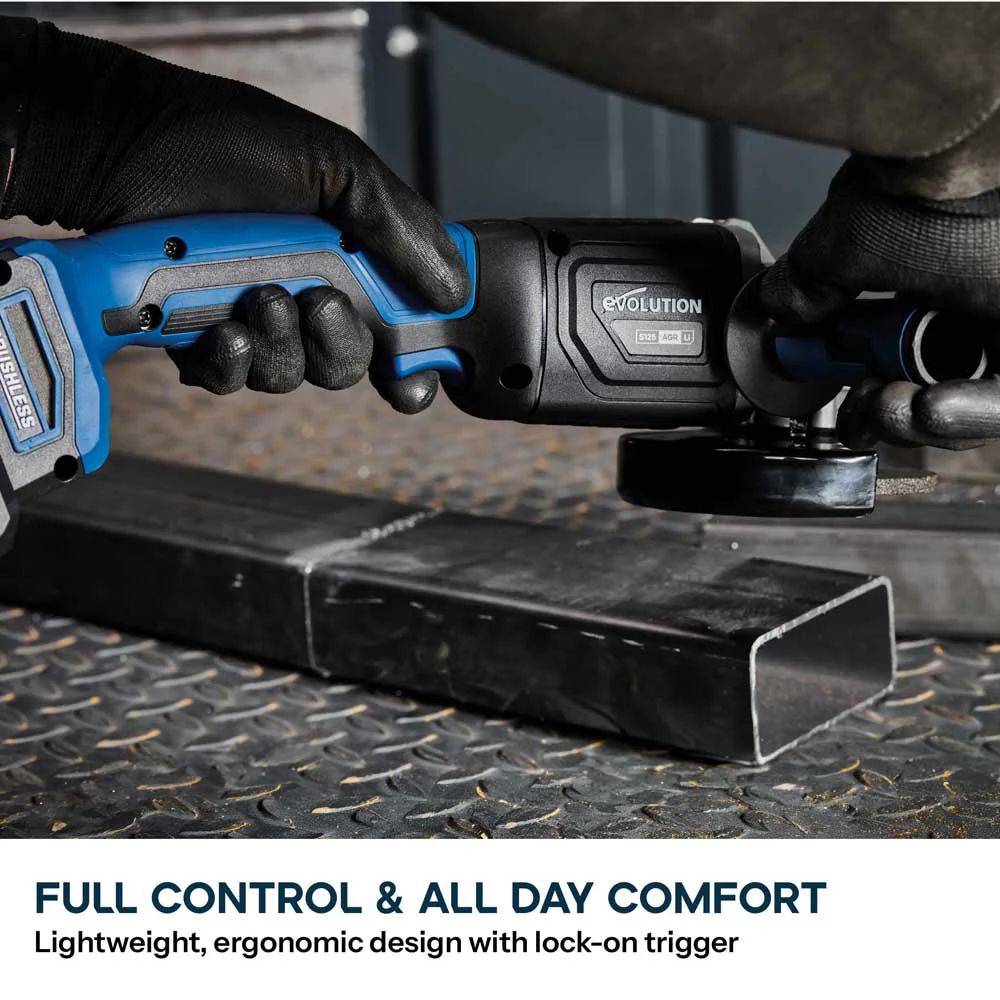 Evolution 125mm (5") Cordless Angle Grinder | 18V Brushless Metal Cutting & Grinding Tool | S125AGR-Li - Image 8