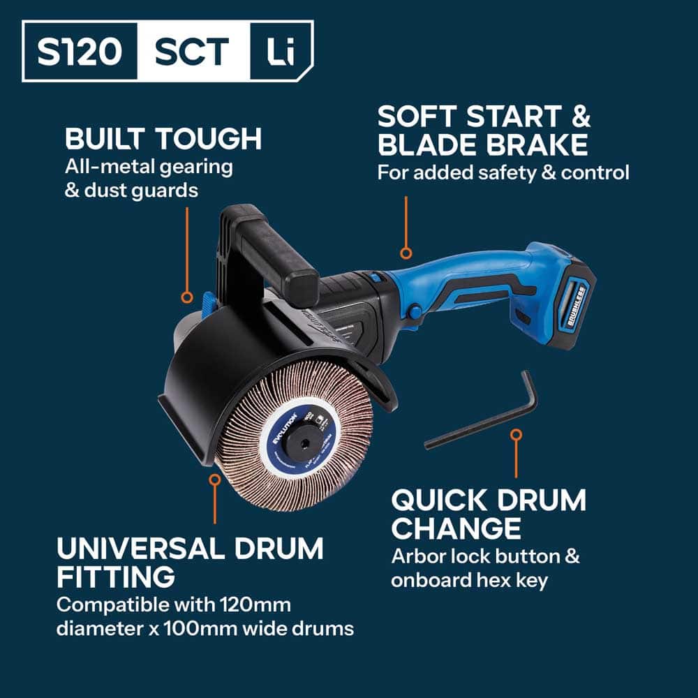 Evolution 18V Cordless Surface Conditioning Tool with Brushless Motor & 2 Drums | S120SCT-Li - Image 8