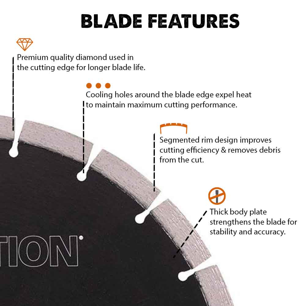 Evolution 255mm General Purpose Diamond Disc Cutter Blade, 22.2mm Bore - Image 3