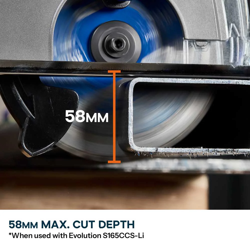 Evolution 165mm Mild Steel Cutting 40T TCT Circular Saw Blade Optimized For Cordless - Image 8