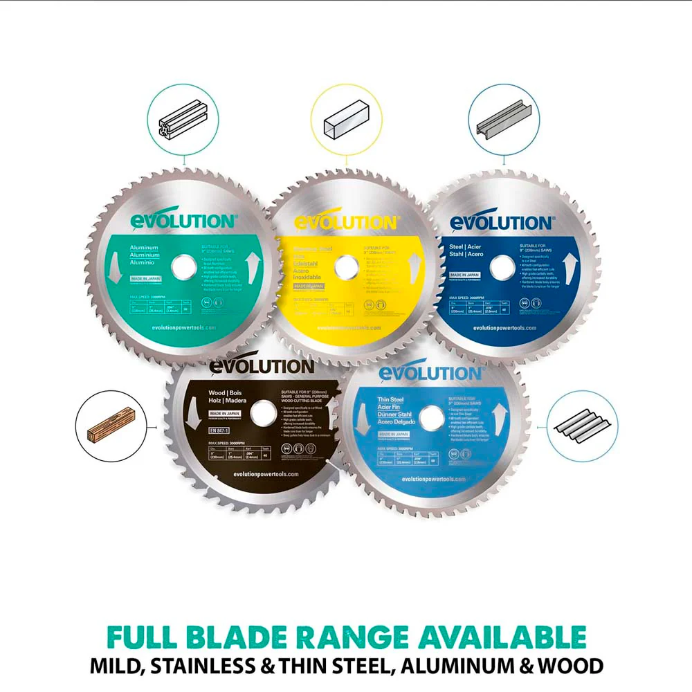 Evolution 210mm Aluminium Cutting 60T TCT Circular Saw Blade - Image 4