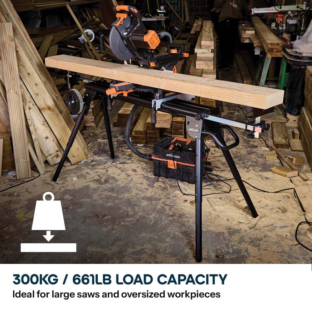 Evolution Cordless R185SMS-Li 185mm Sliding Mitre Saw & Evolution XL Rolling Mitre Saw Stand Bundle - Image 13
