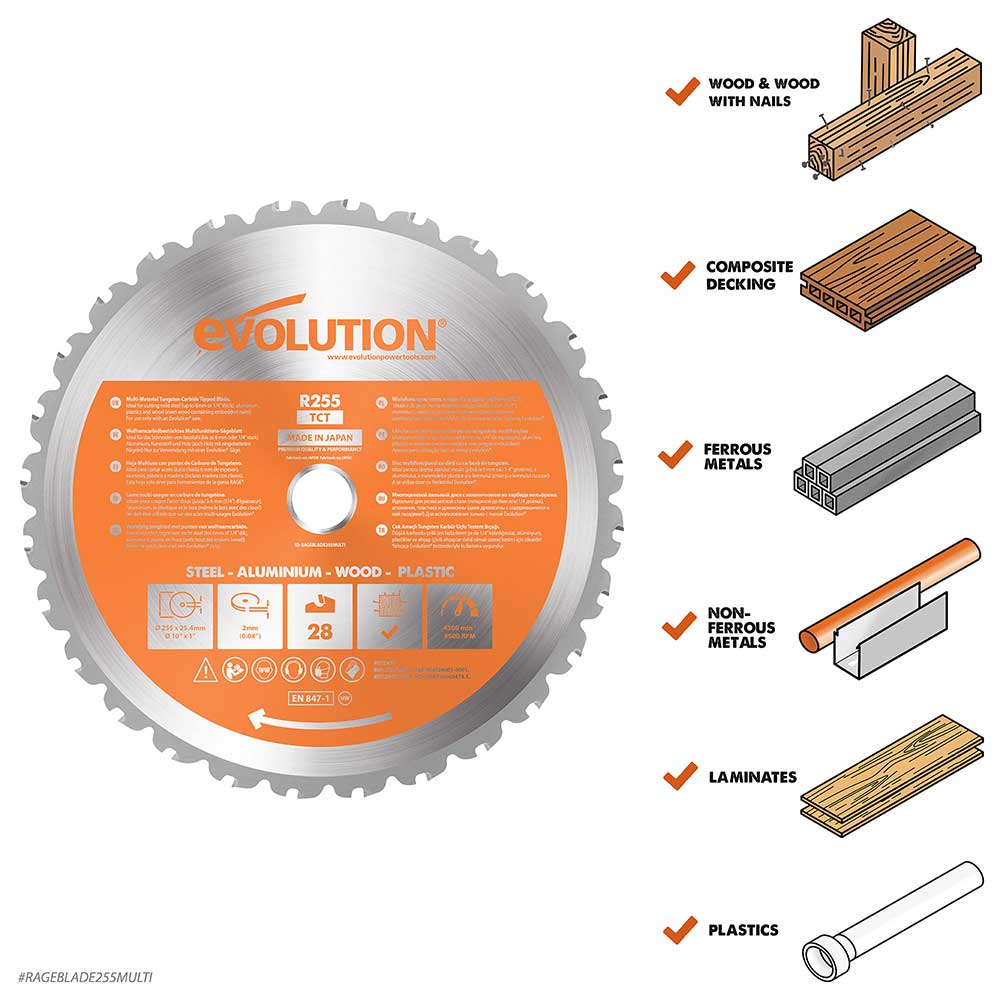 Evolution Cordless R255SMS-DB-Li Double Bevel Mitre Saw & Universal Stand Bundle - Image 20