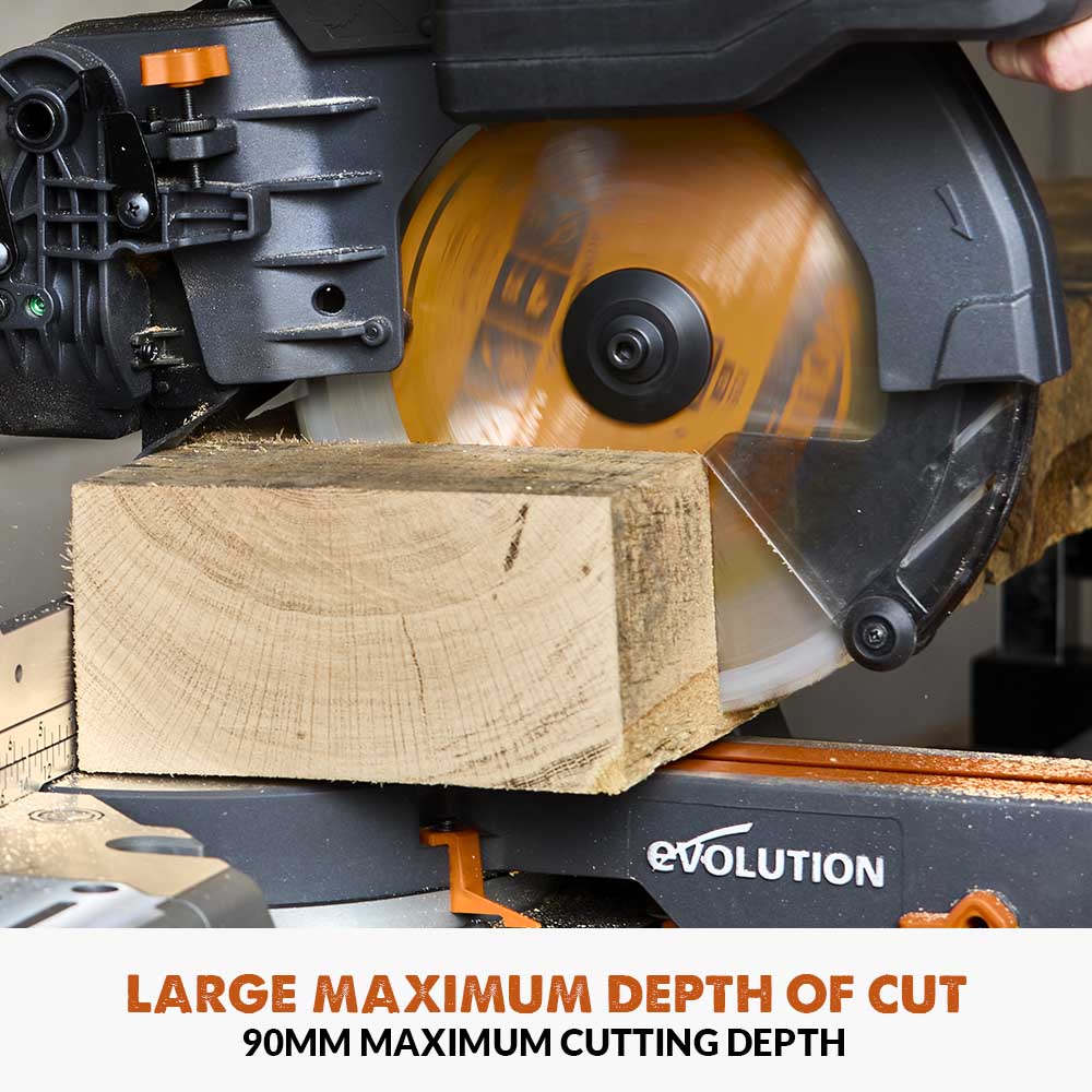 Evolution Cordless R255SMS-DB-Li Double Bevel Mitre Saw & XL Stand - Image 12