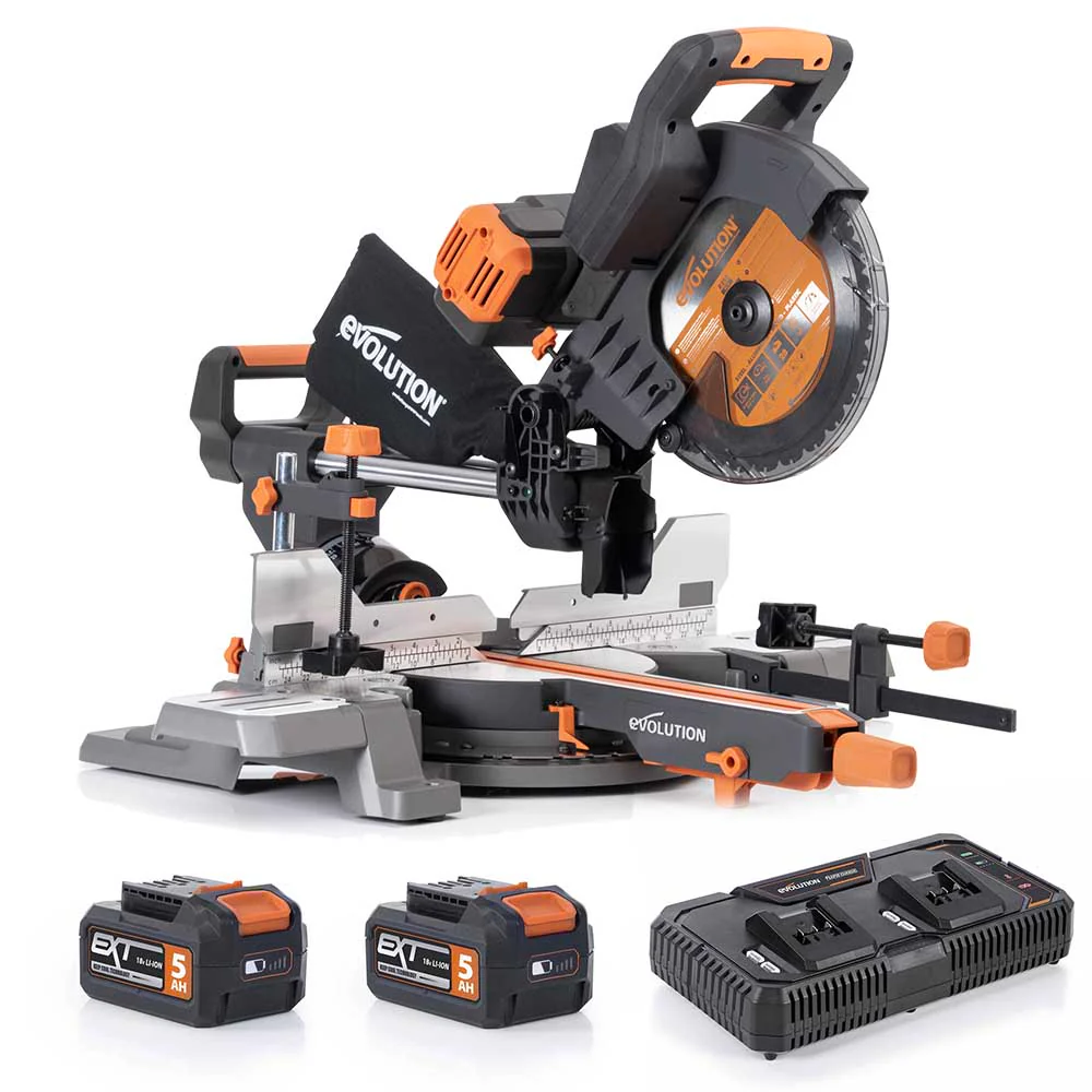 Evolution Cordless R255SMS-DB-Li Double Bevel Mitre Saw & XL Stand - Image 21
