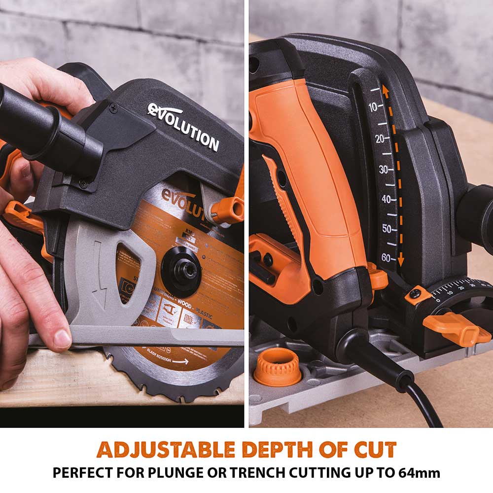 Evolution R185CCSX Handheld Circular Saw, ST2800-G2 2.8m 2-piece Track & 3-piece Mini-Track Bundle - Image 10