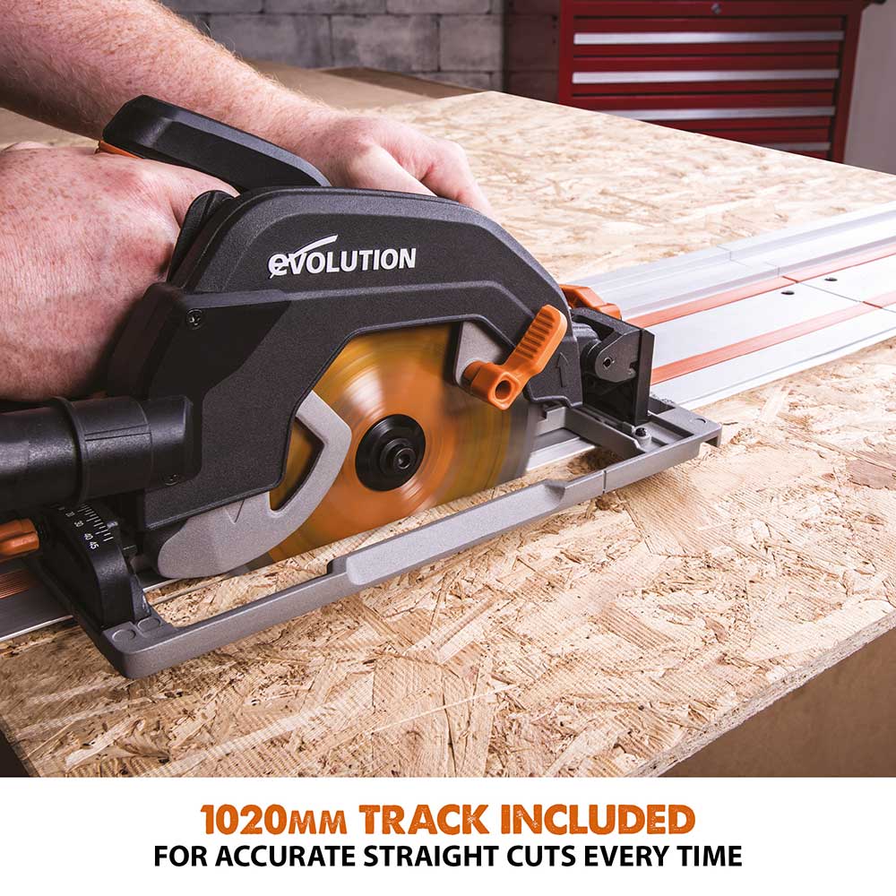 Evolution R185CCSX Handheld Circular Saw, ST2800-G2 2.8m 2-piece Track & 3-piece Mini-Track Bundle - Image 7