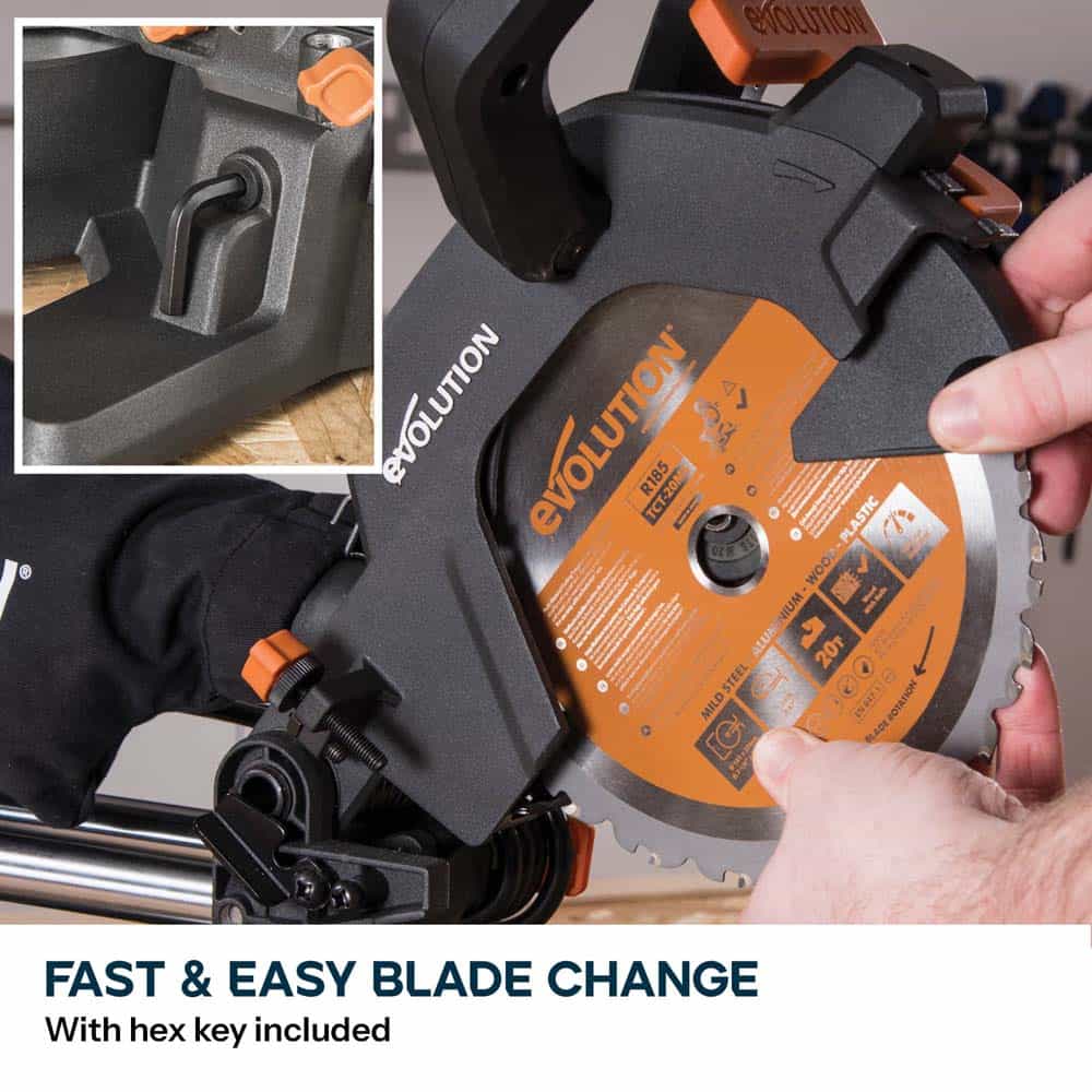 Evolution R185SMS+ 185mm Sliding Mitre Saw & Stand Bundle - Image 17