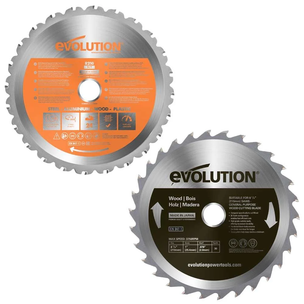 Evolution R210CMS+ Compound Mitre Saw With Extra Wood Blade Bundle - Image 2