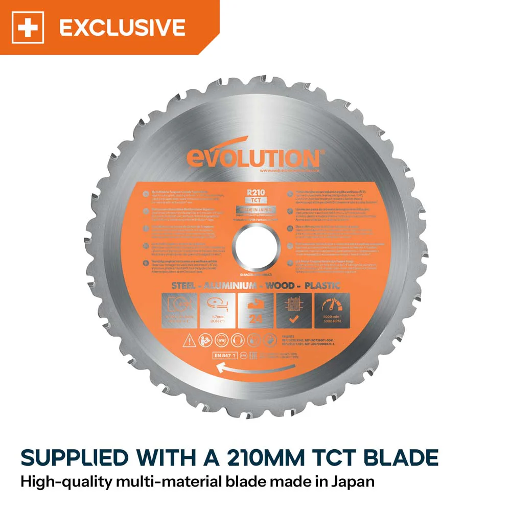 Evolution R210SMS+ 210mm Sliding Mitre Saw & Stand Bundle - Image 4