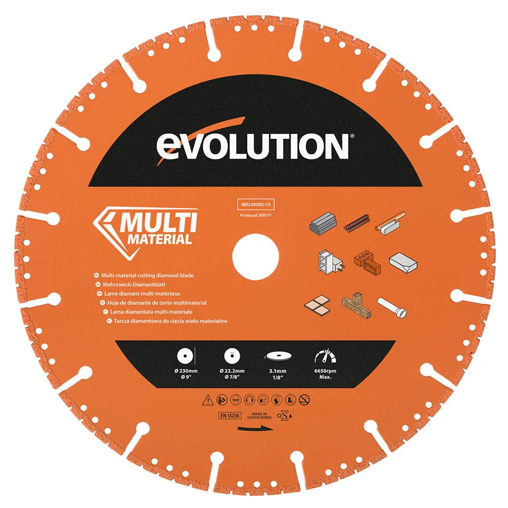 Evolution R230DCTX 230mm Electric Disc Cutter Concrete Saw (& Demolition Blade Bundle) - Image 3