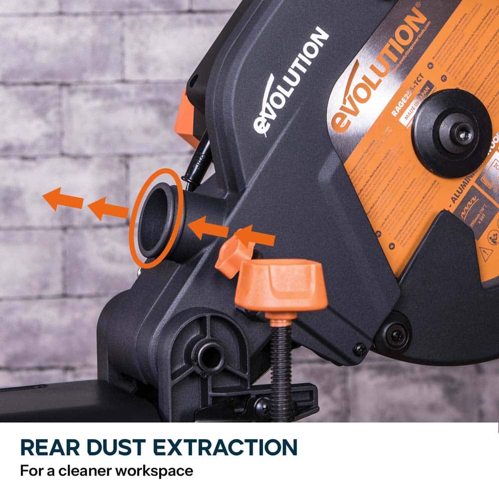 Evolution R255SMS+ 255mm Sliding Compound Mitre Saw & Evolution XL Rolling Mitre Saw Stand Bundle - Image 17