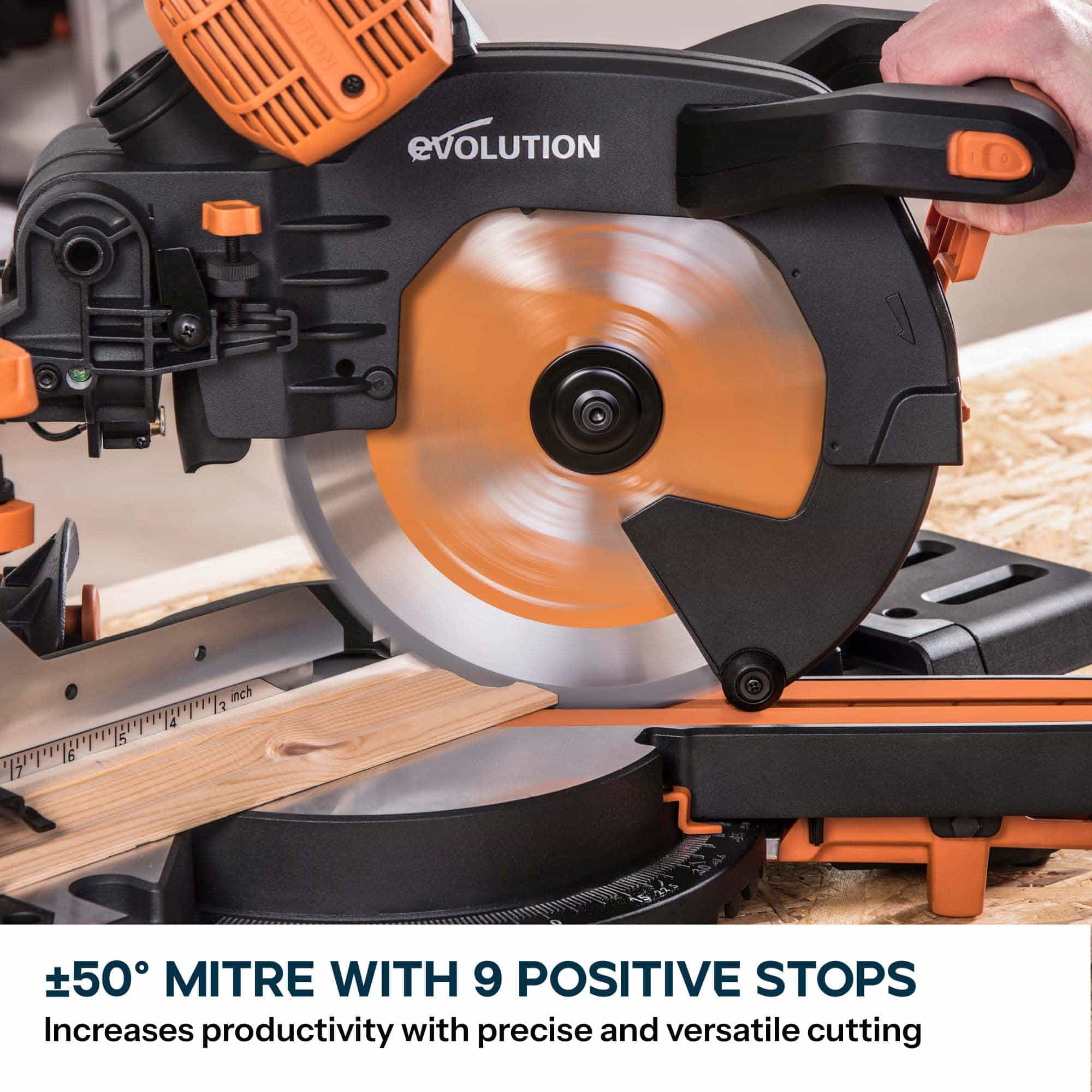 Evolution R255SMS-DB+ 255mm Double Bevel Mitre Saw & XL Rolling Stand Bundle - Image 11