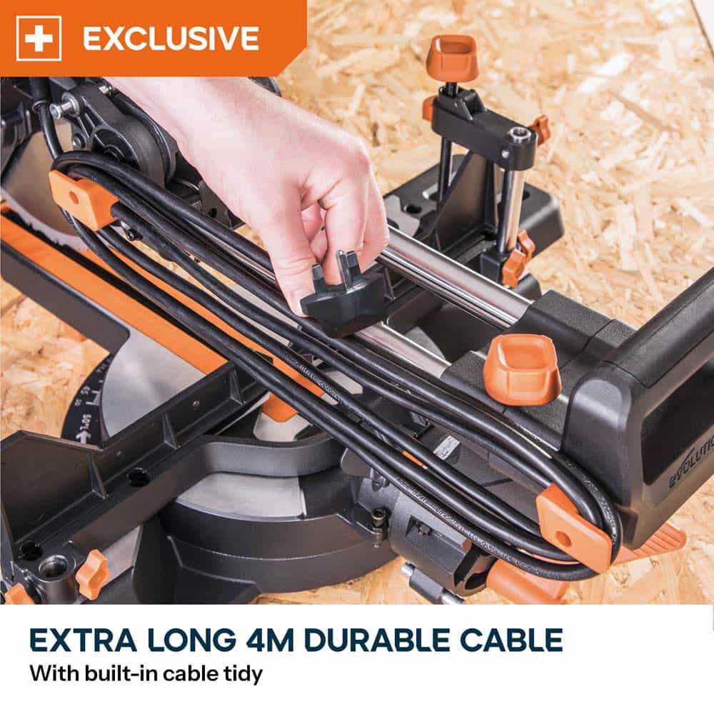 Evolution R255SMS-DB+ 255mm Double Bevel Mitre Saw & XL Rolling Stand Bundle - Image 16