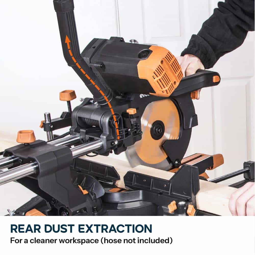 Evolution R255SMS-DB+ 255mm Double Bevel Mitre Saw & XL Rolling Stand Bundle - Image 17