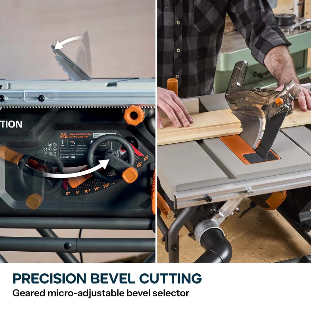 Evolution R255TBL+ 230v Portable Jobsite Table Saw with 255mmTCT Multi-material Blade - Image 13