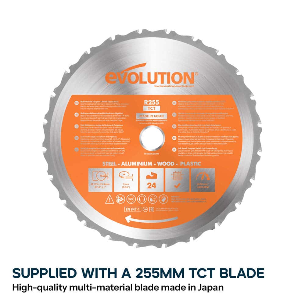 Evolution R255TBL Portable Table Saw 230v 255mm With TCT Multi-material Blade - Image 5