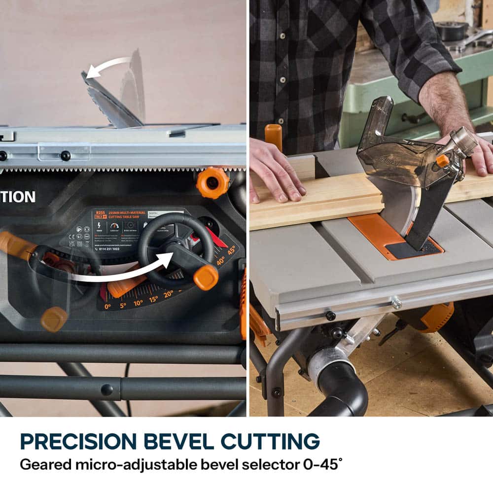 Evolution R255TBL Portable Table Saw 230v 255mm With TCT Multi-material Blade - Image 8