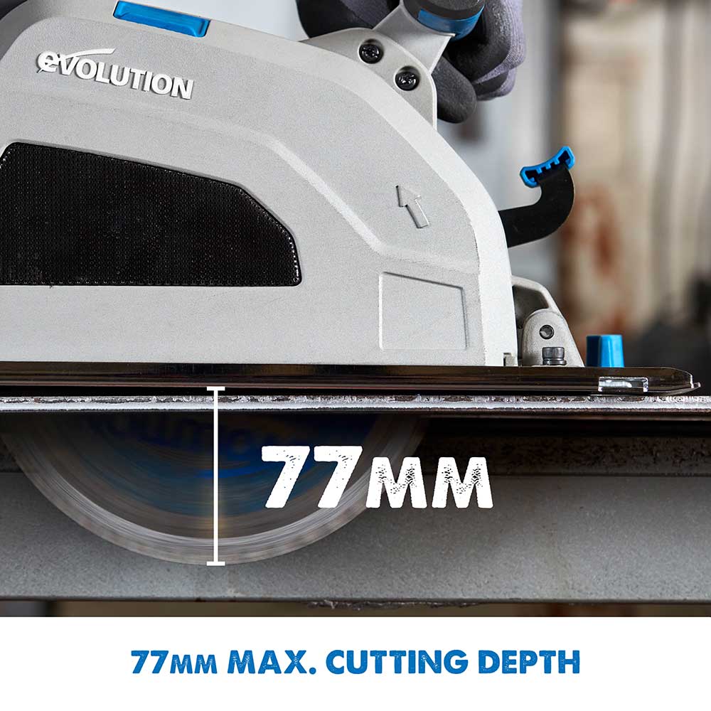 Evolution S210CCS 210mm Heavy Duty Metal Cutting Circular Saw & 1.4m 2-Piece Track Kit Bundle (2x700mm) - Image 6