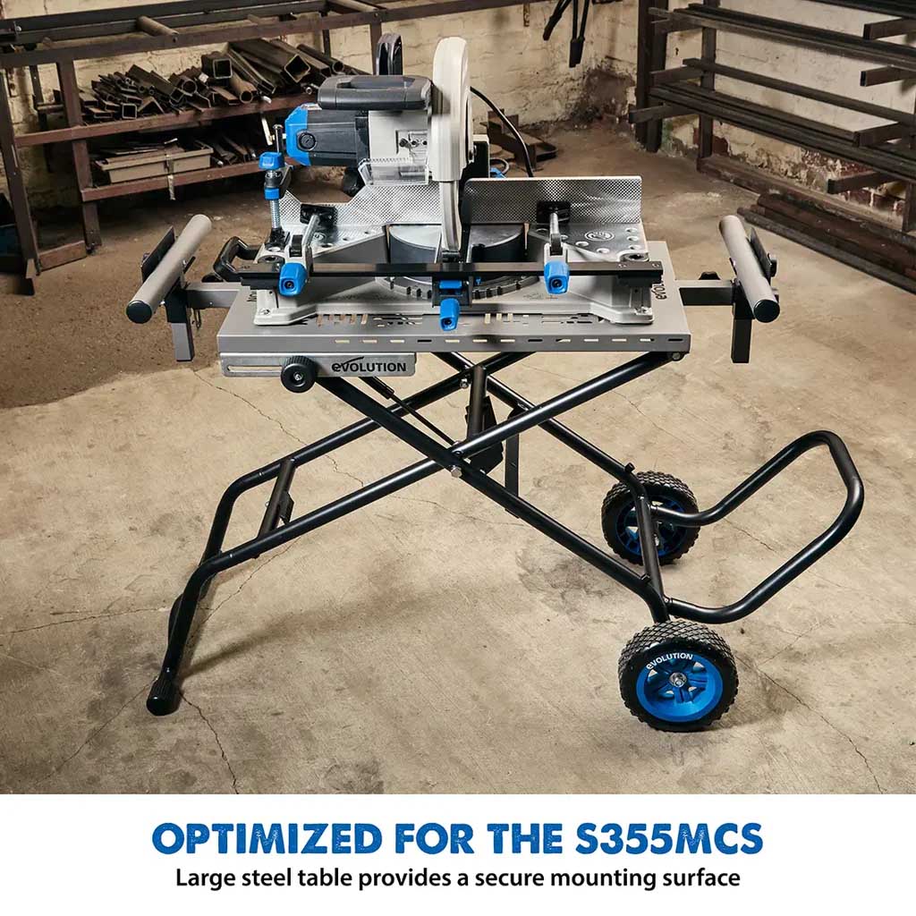 Evolution S355MCS 355mm Heavy Duty Chop Mitre Saw & Wheeled Stand Bundle - Image 27