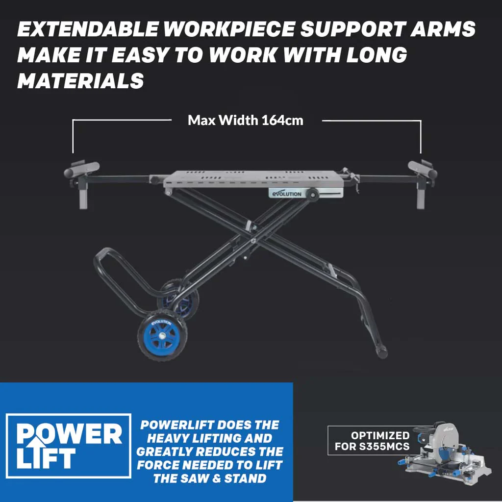 Evolution S355MCS 355mm Heavy Duty Chop Mitre Saw & Wheeled Stand Bundle - Image 32