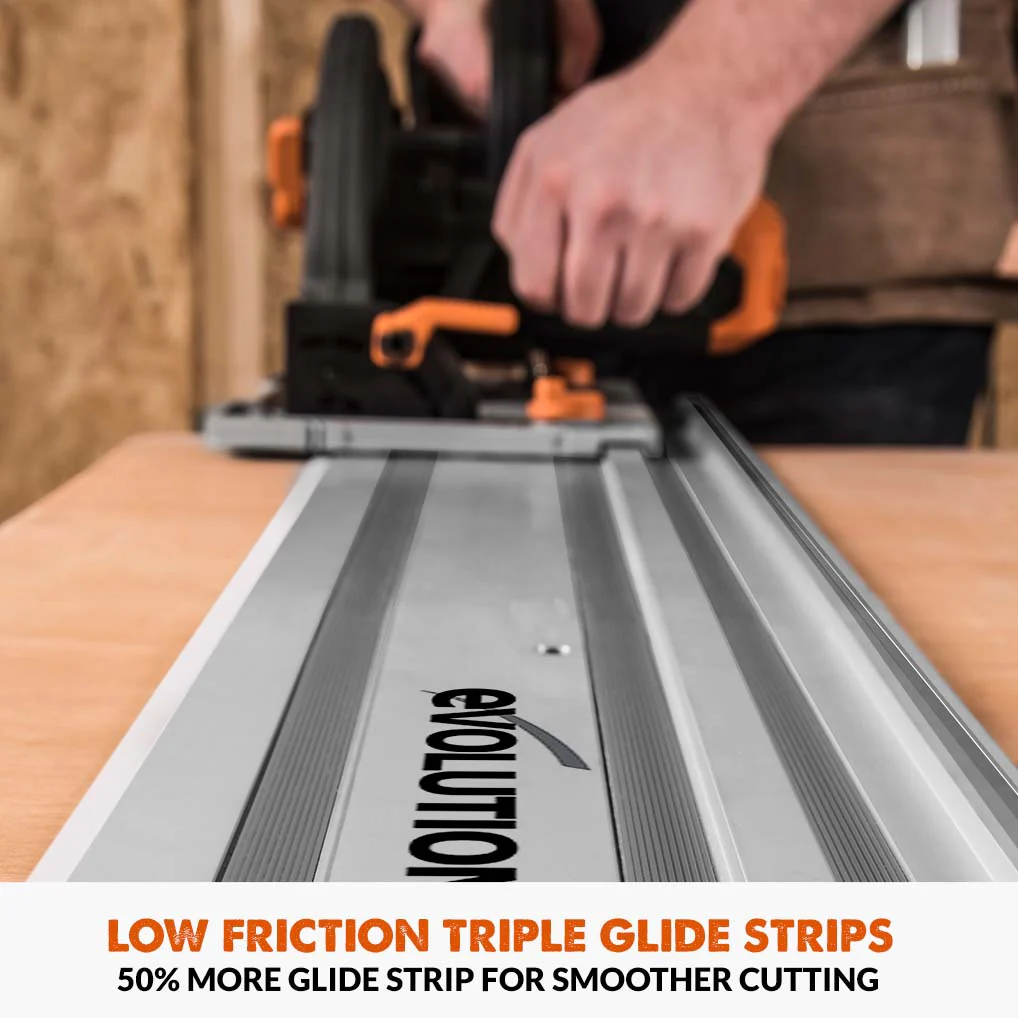 Evolution R185CCSX+ Circular Saw & ST2800-G2 Universal 2.8m Track Bundle (2x 1400mm ) With Self-Aligning Connectors - Image 10