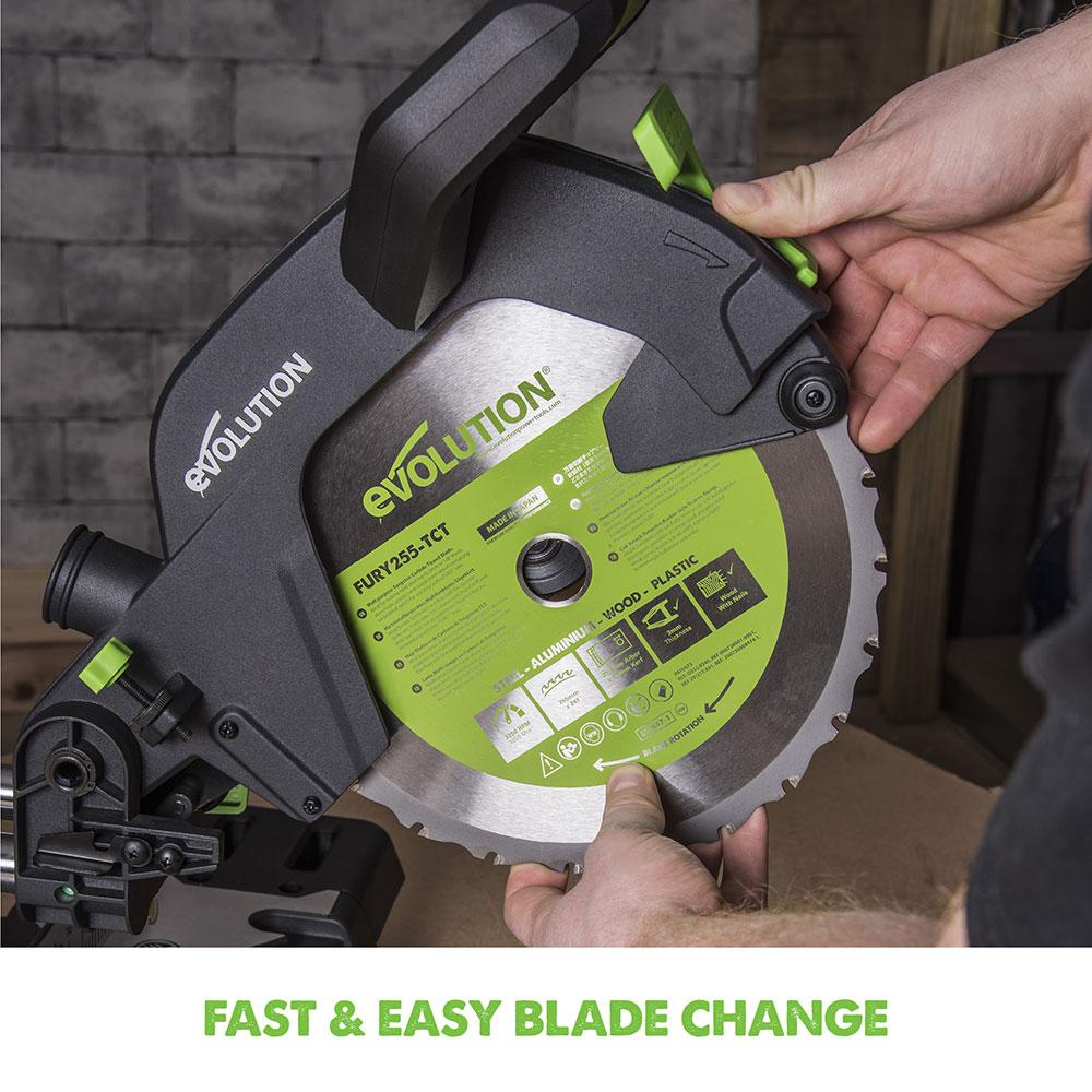 Evolution F255SMS 255mm Sliding Compound Mitre Saw With TCT Multi-Material Cutting Blade (230v) - Image 8