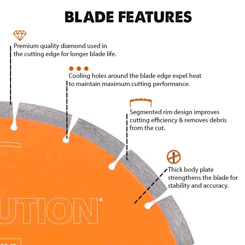 Evolution 255mm Premium Diamond Disc Cutter Blade, 22.2mm Bore - Image 6