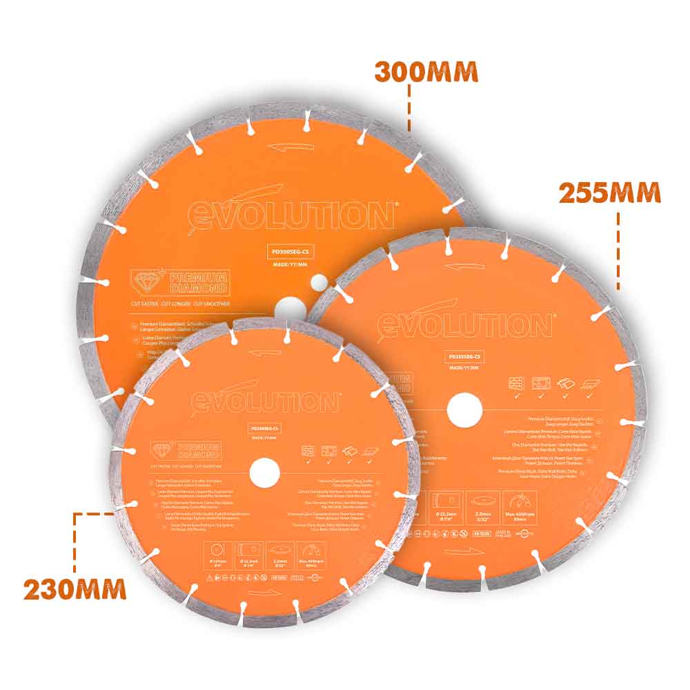 Evolution 255mm Premium Diamond Disc Cutter Blade, 22.2mm Bore - Image 8