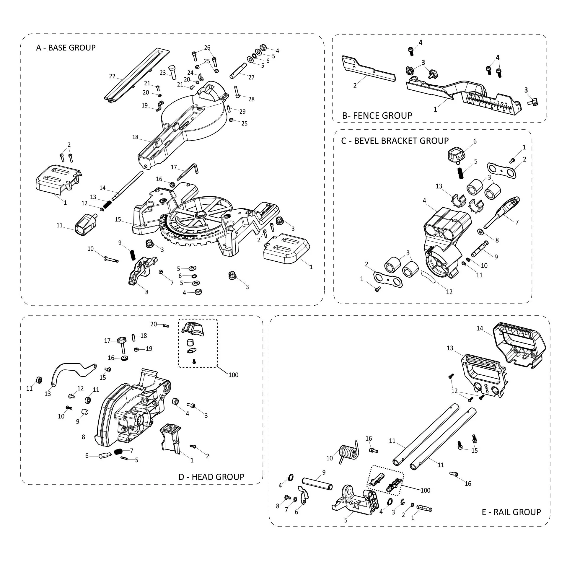Evolution R185SMS-Li Sliding Mitre Saw Spare Parts - Image 2