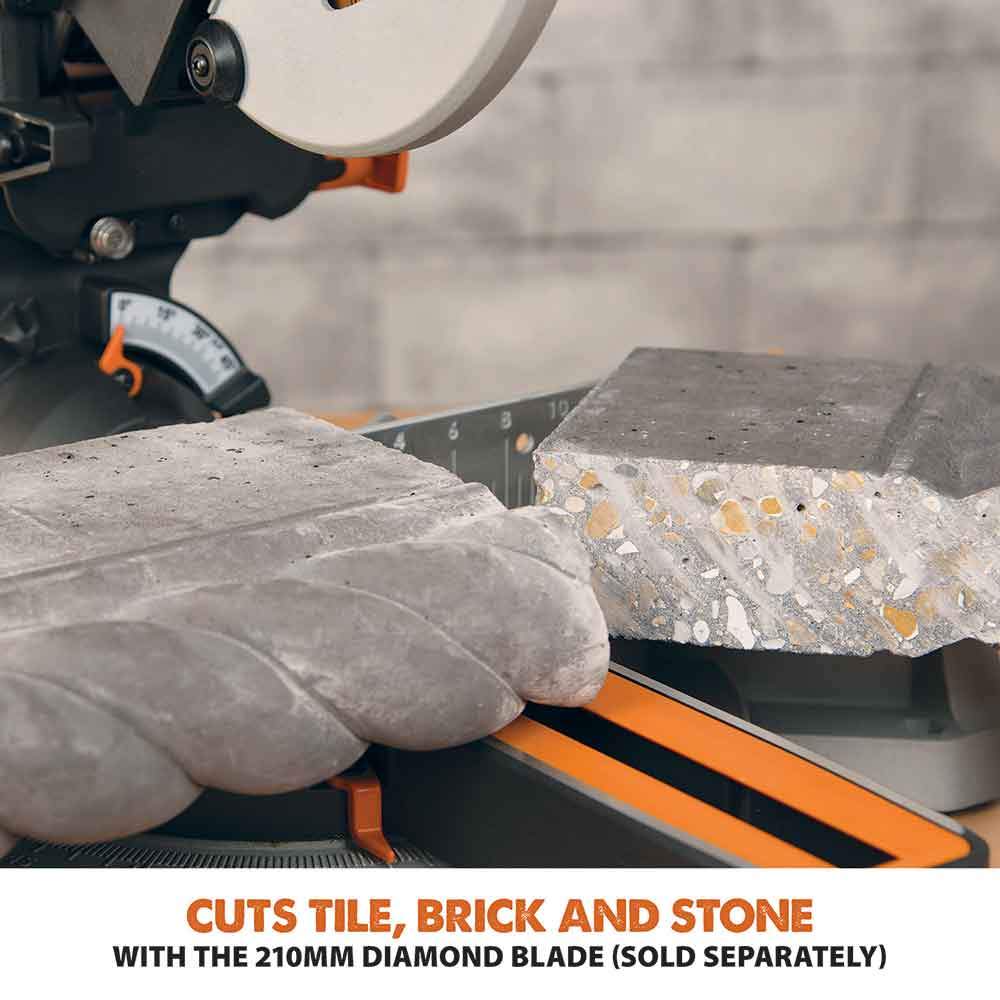 Evolution R210SMS 210mm Sliding Mitre Saw With TCT Multi-Material Cutting Blade - Image 16