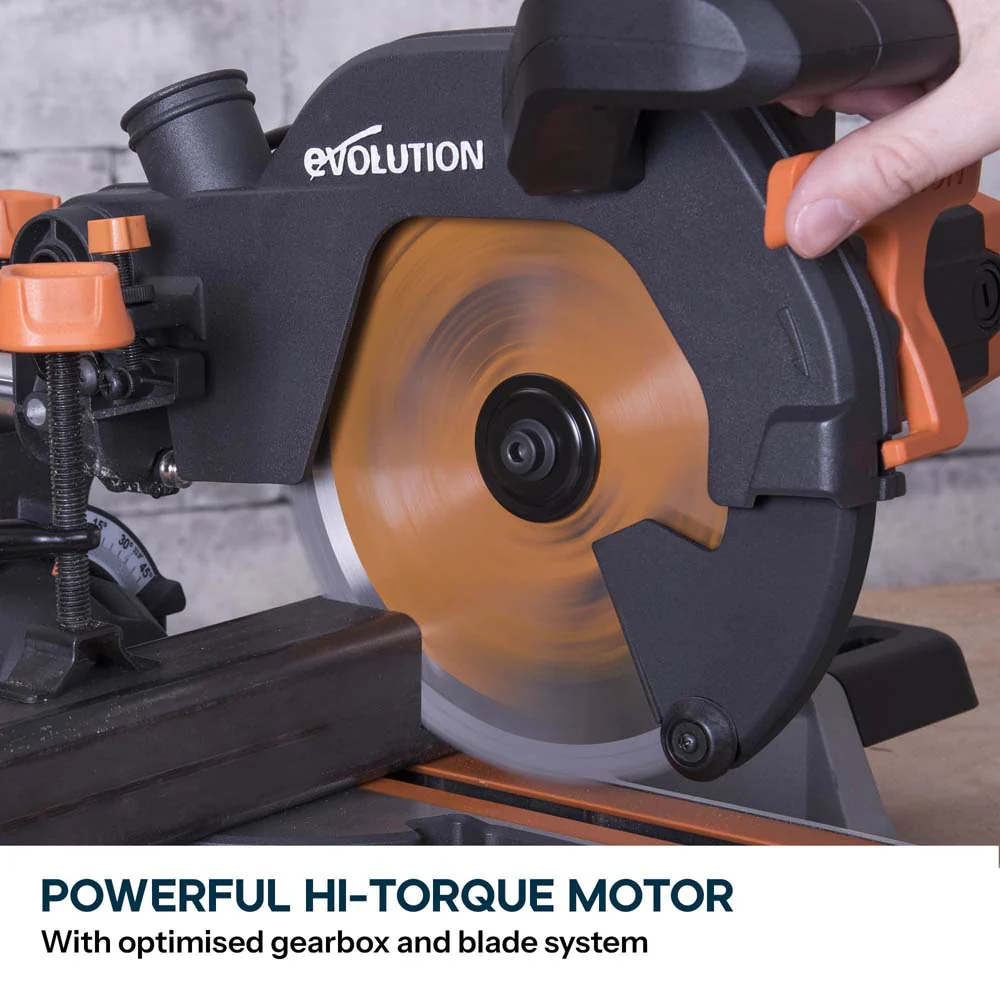 Evolution R210SMS+ 210mm Sliding Compound Mitre Saw With TCT Multi-Material Cutting Blade - Image 5