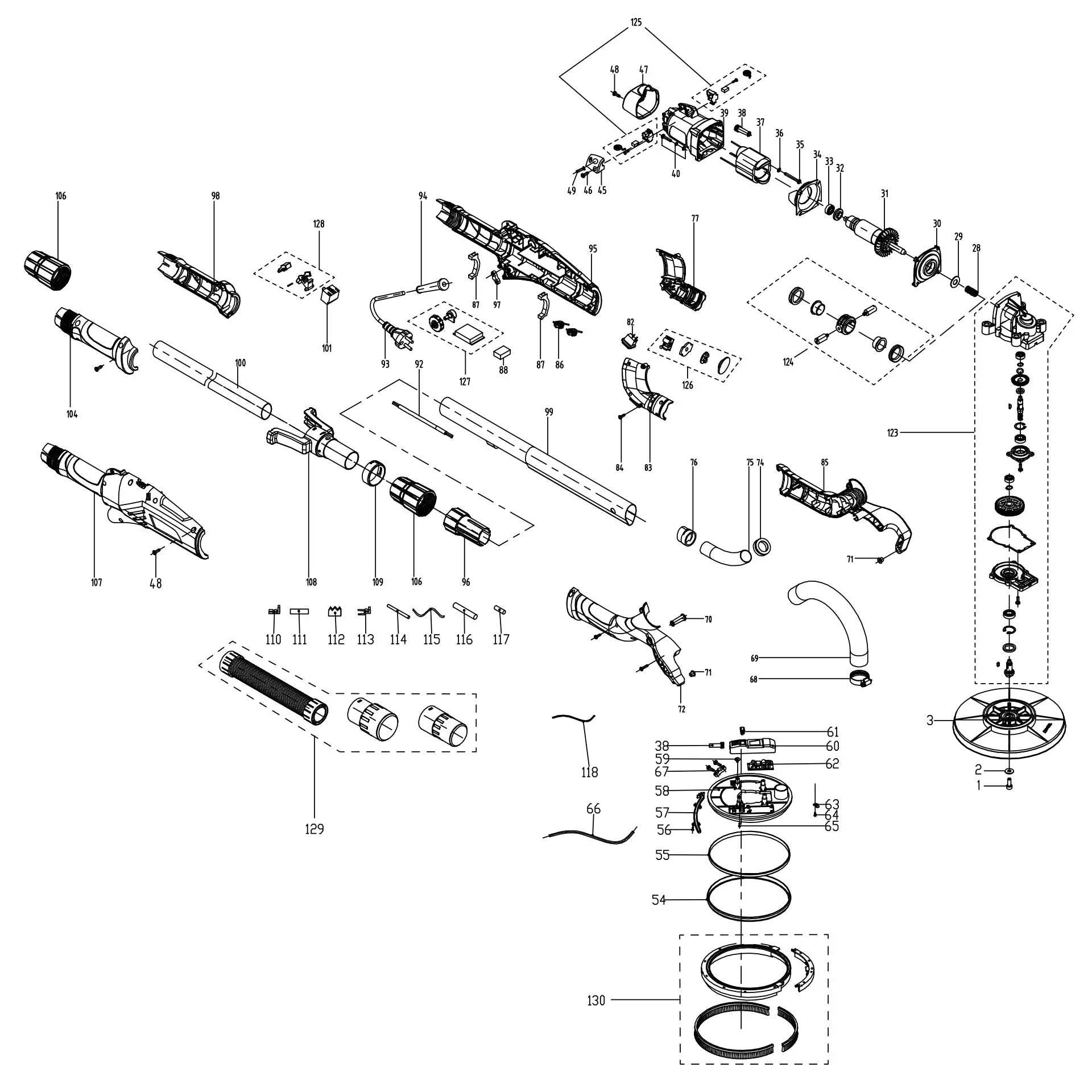 Evolution R225DWS Dry Wall Sander Spare Parts - Image 2