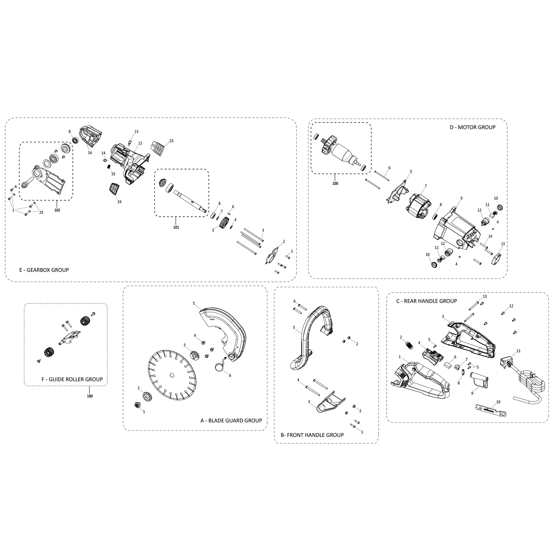 Evolution R230DCT Disc Cutter / Concrete Saw Spare Parts - Image 2