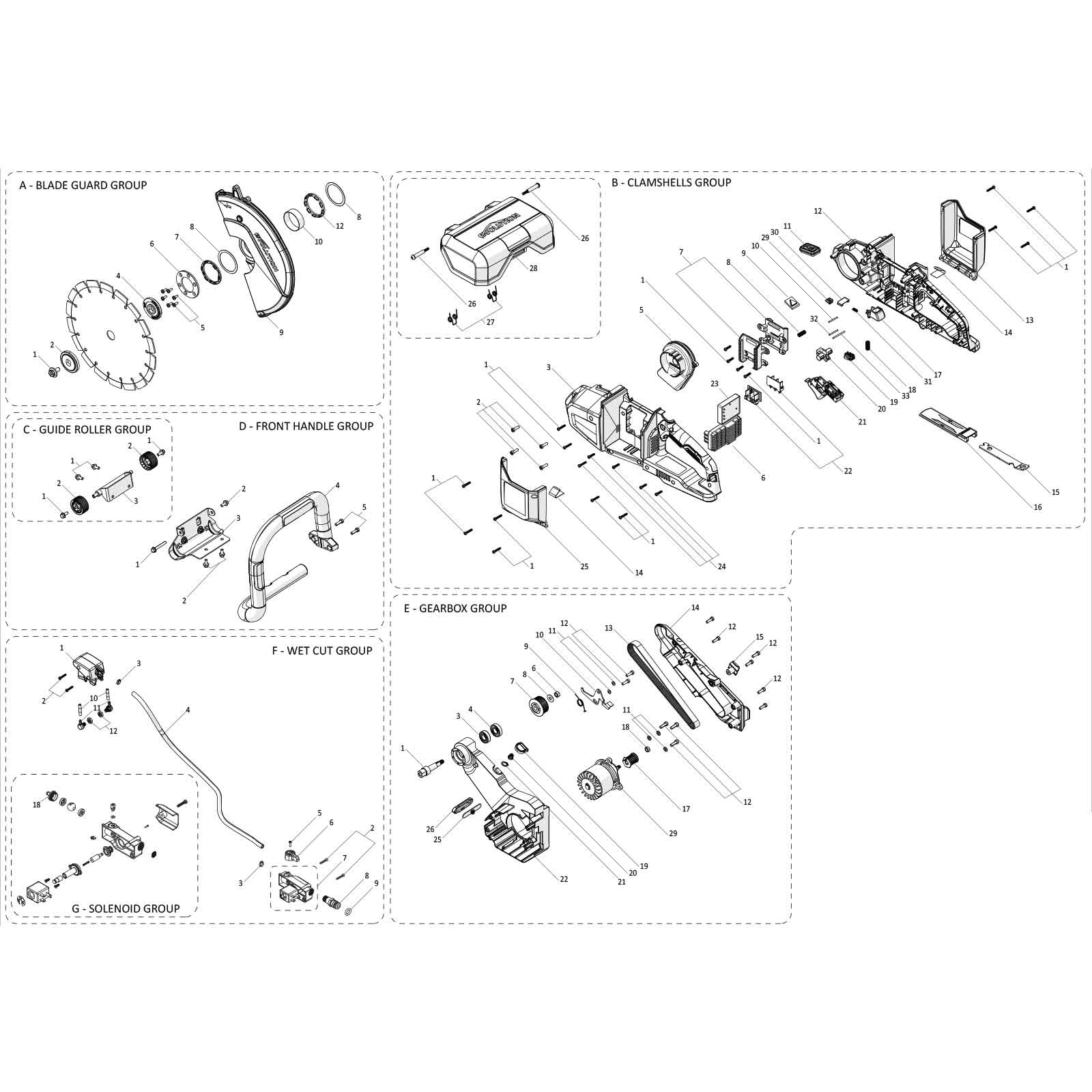 Evolution R260DCT-Li Disc Cutter / Concrete Saw Spare Parts - Image 2