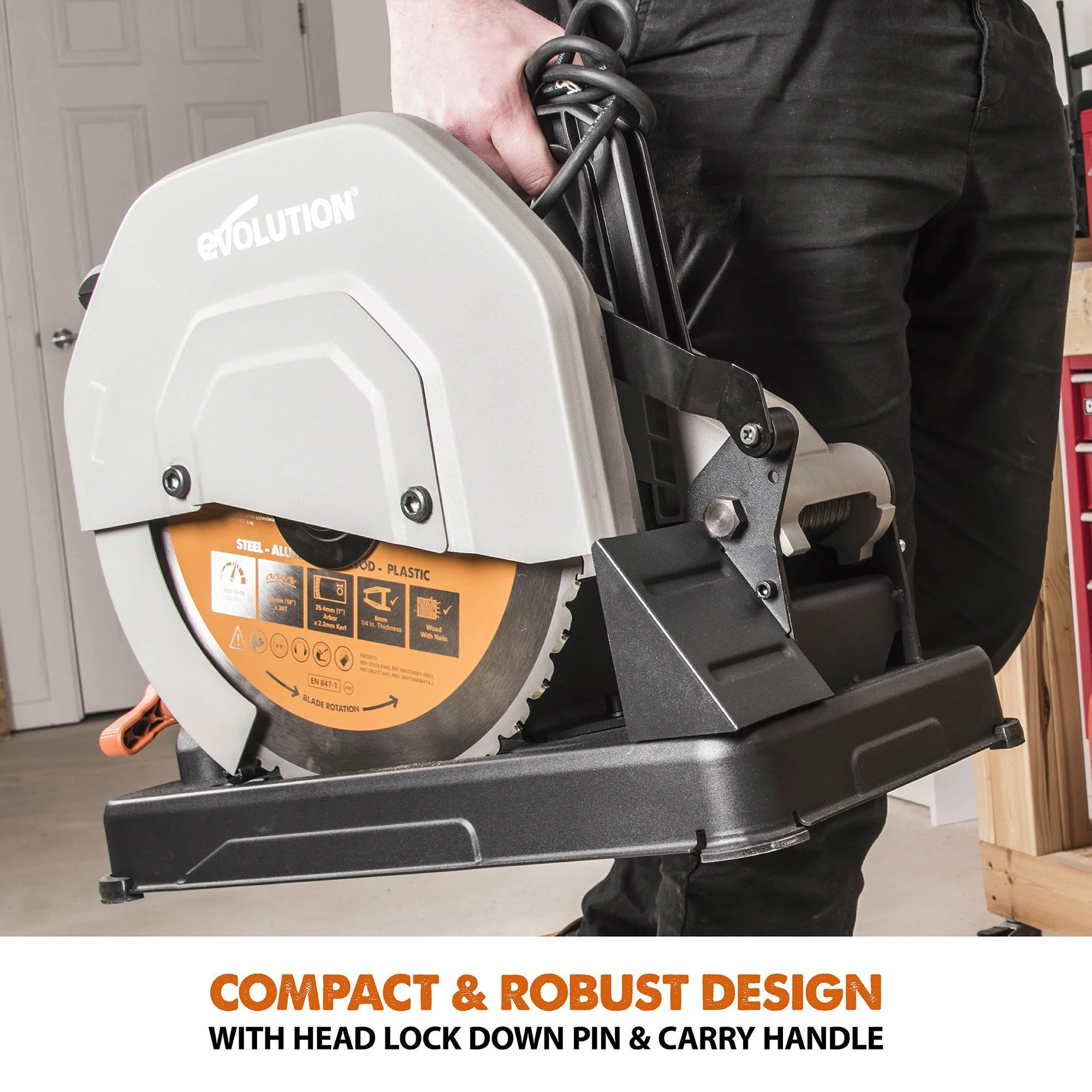 Evolution 355mm Multi-Material Chop Saw with TCT Blade for Steel, Wood & Plastic | R355CPS - Image 15