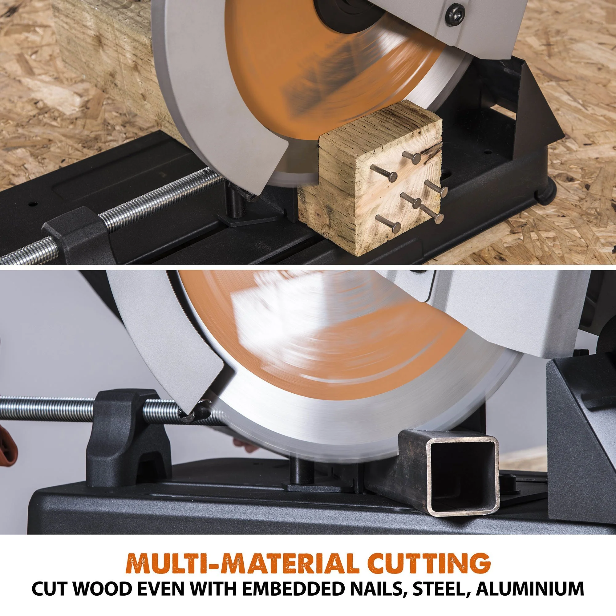 Evolution 355mm Multi-Material Chop Saw with TCT Blade for Steel, Wood & Plastic | R355CPS - Image 3