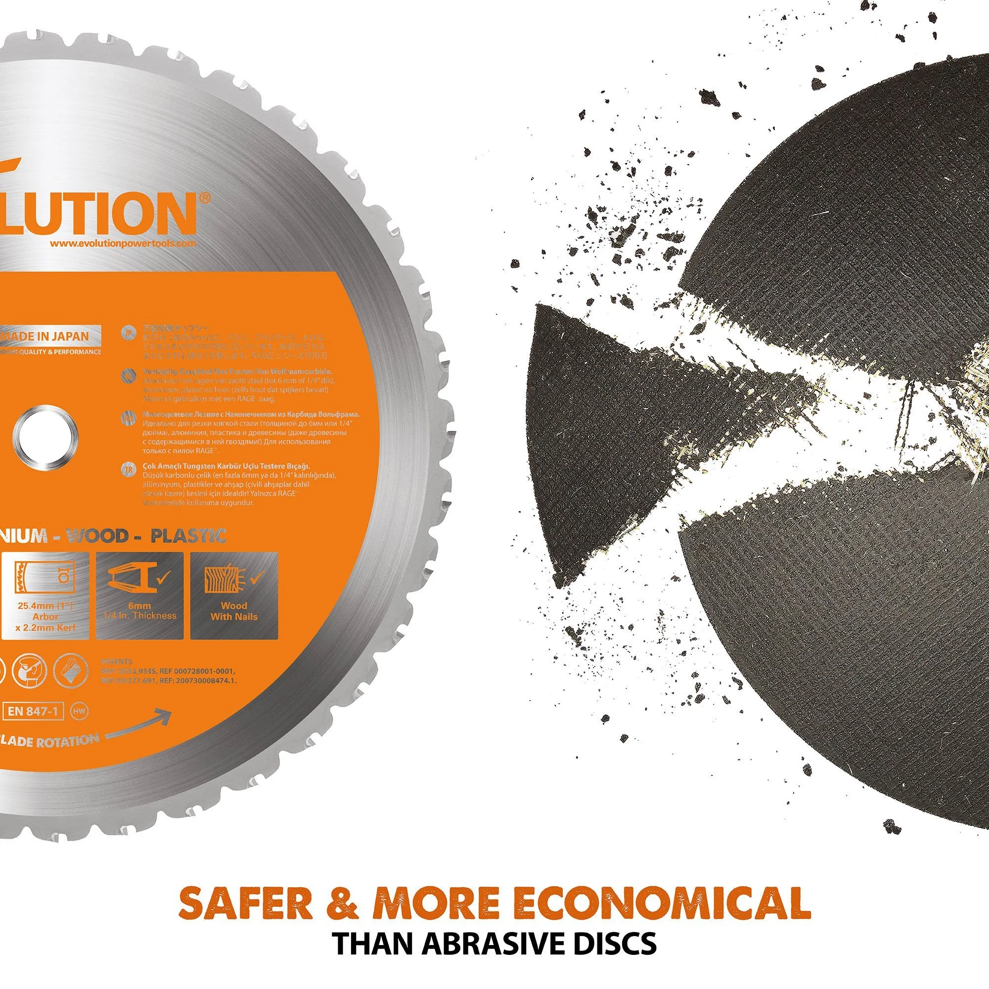 Evolution 355mm Multi-Material Chop Saw with TCT Blade for Steel, Wood & Plastic | R355CPS - Image 8