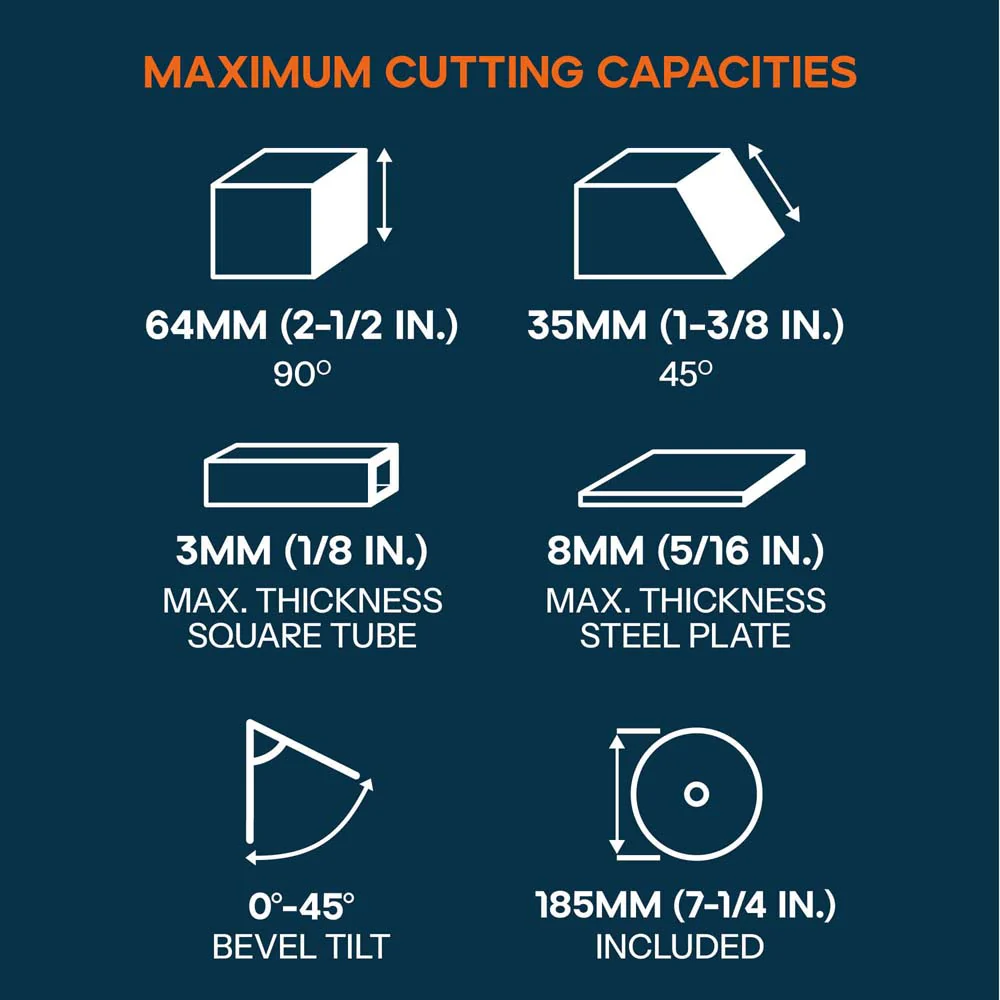 Evolution 185mm Metal Cutting Circular Saw with TCT Mild Steel Cutting Blade | 64mm Cut Depth | S185CCSL - Image 3