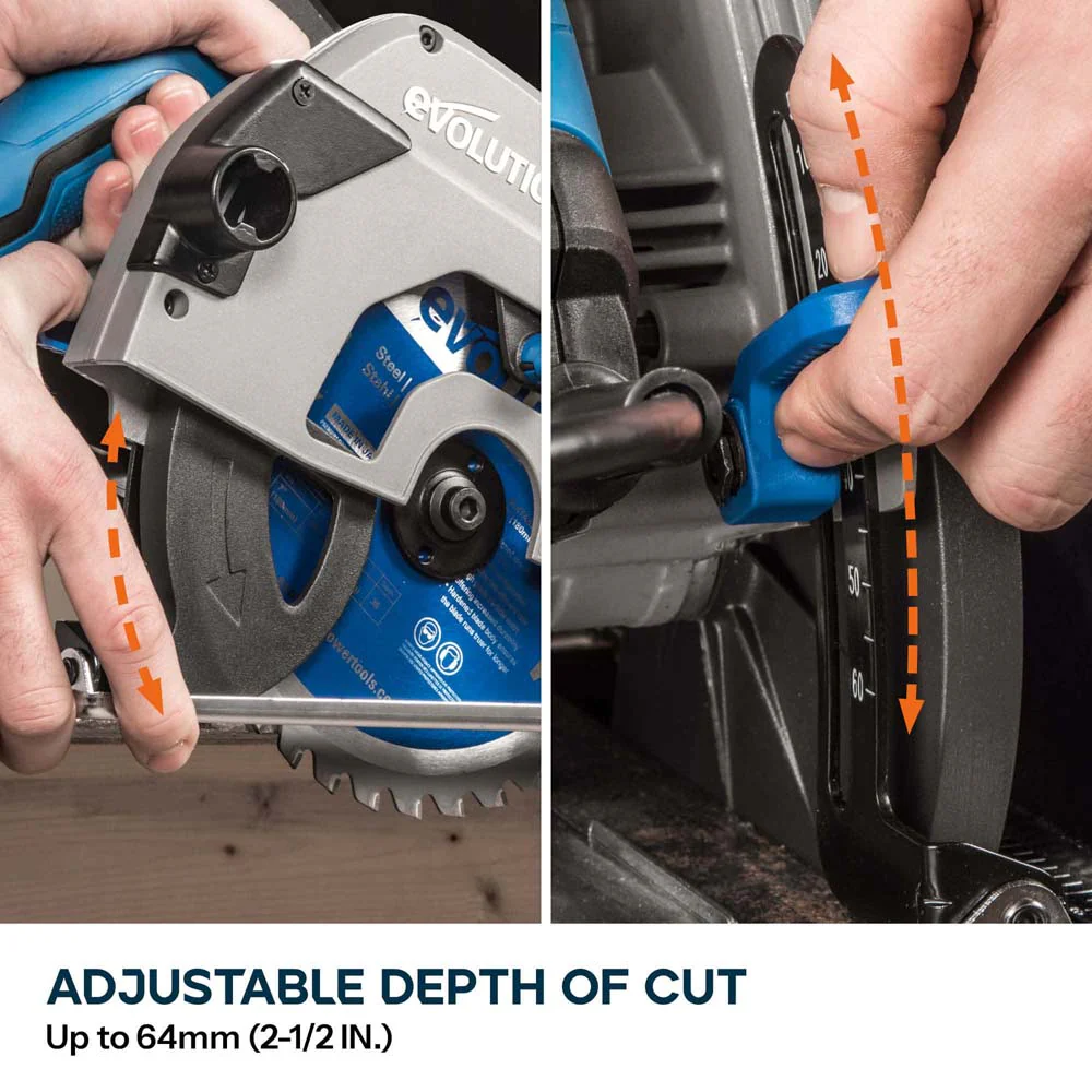 Evolution 185mm Metal Cutting Circular Saw with TCT Mild Steel Cutting Blade | 64mm Cut Depth | S185CCSL - Image 6