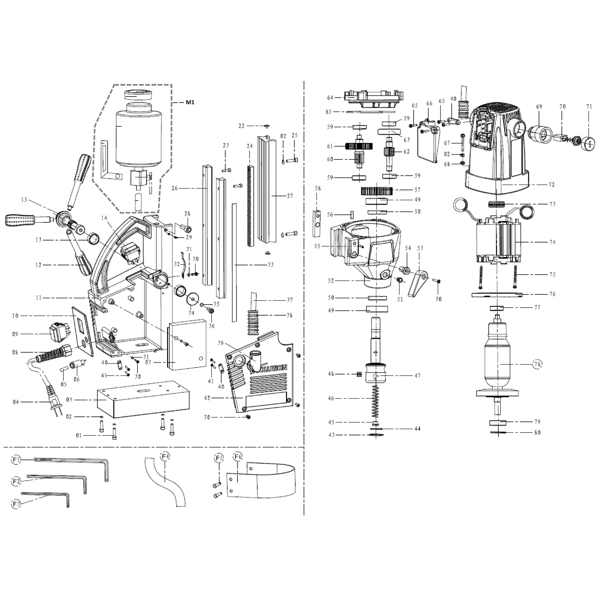 Evolution S28MAG Magnetic Drill Spare Parts - Image 2