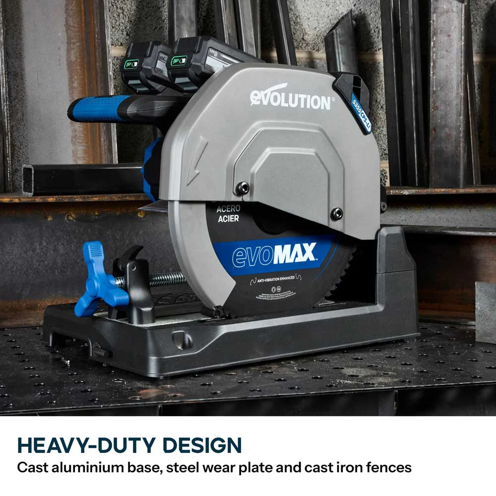 Evolution Cordless 355mm Metal Cutting Chop Saw with 36V Brushless Motor & EvoMax Blade | S355CPS-Li - Image 9